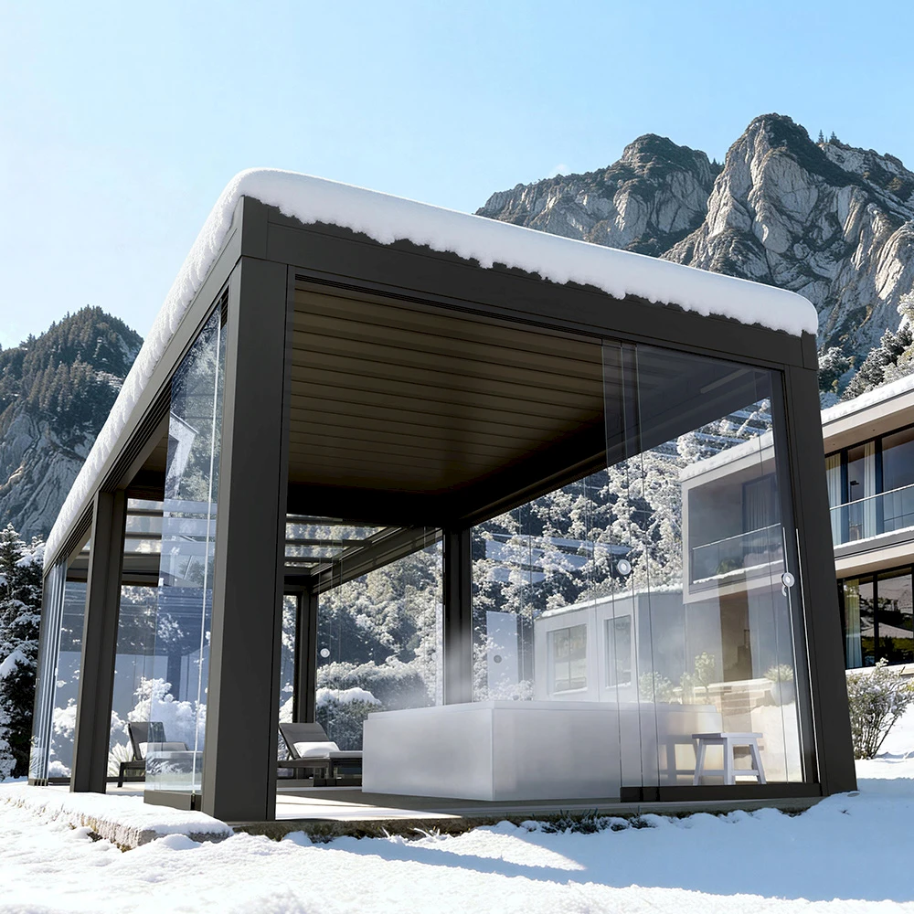 Lamellenkombidach im Winter mit Schnee