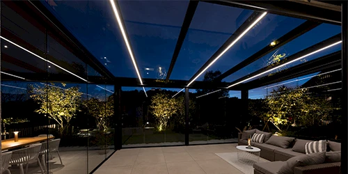 Terrassenüberdachung mit LED Stripes